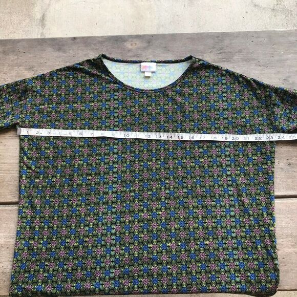 LuLaRoe Black Lime Pink Blue Knit Top Tunic Hi Low XXS Extra Extra Small - Picture 5 of 8